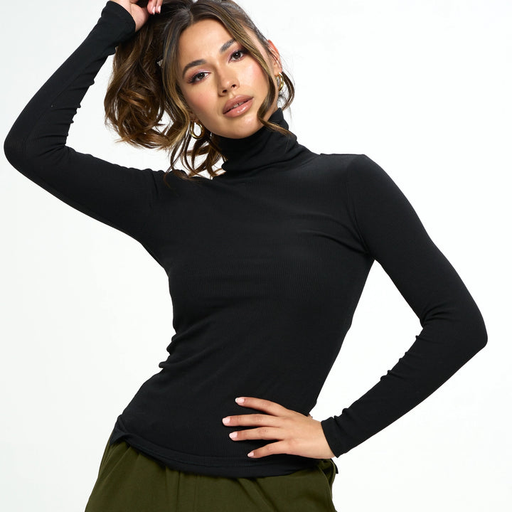 Ribbed Cotton Turtle Neck Sweater