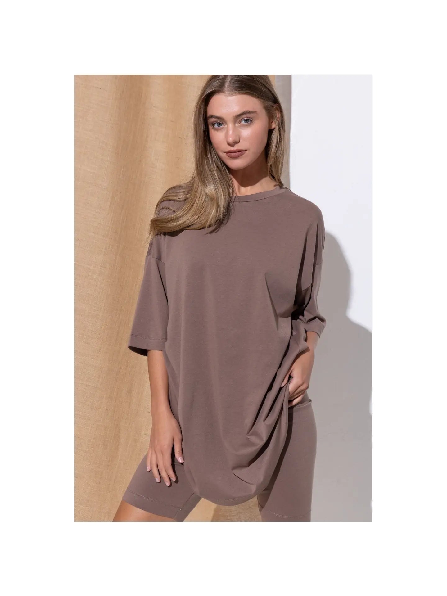 Cozy Bike Short & Oversized Tee Two Piece Set | Regular & Curvy