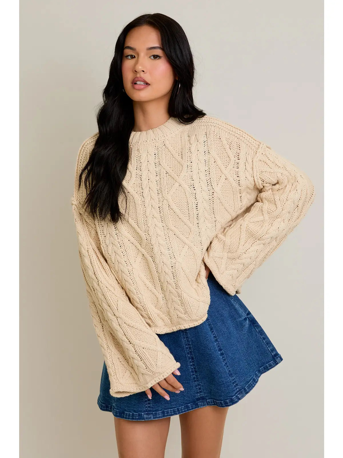 Cream Cable Knit Christmas Sweater