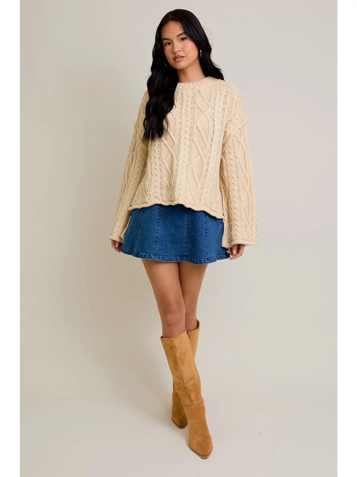 Cream Cable Knit Christmas Sweater
