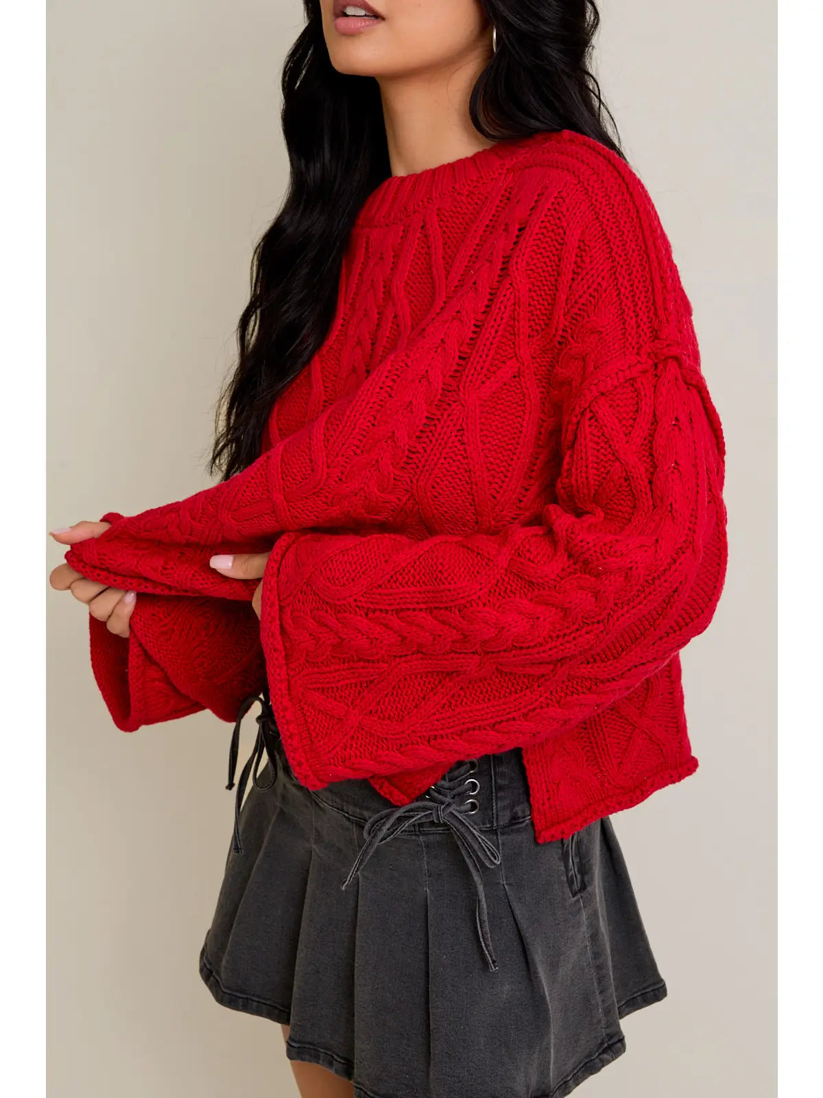 Red Cable Knit Christmas Sweater