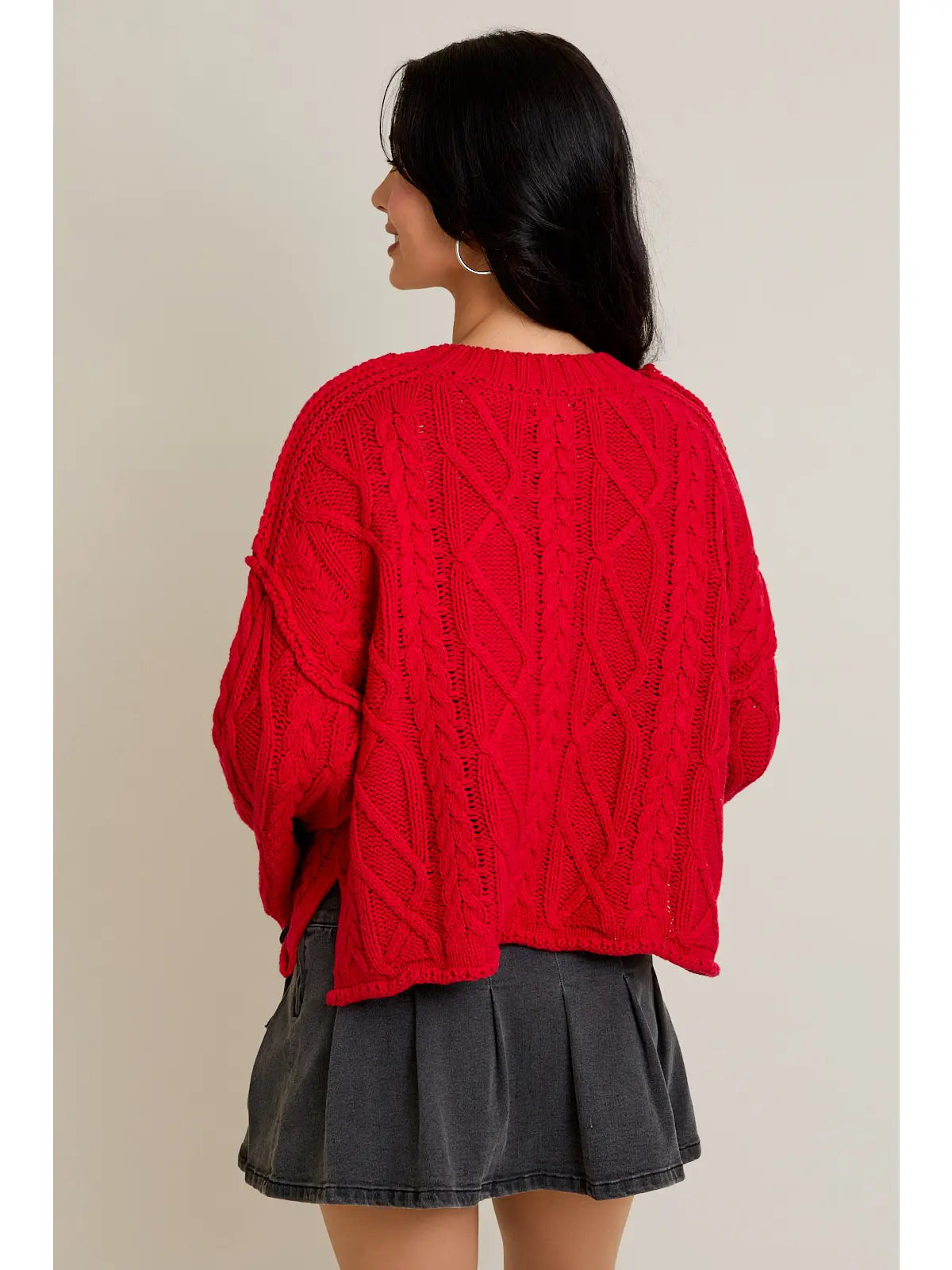 Red Cable Knit Christmas Sweater