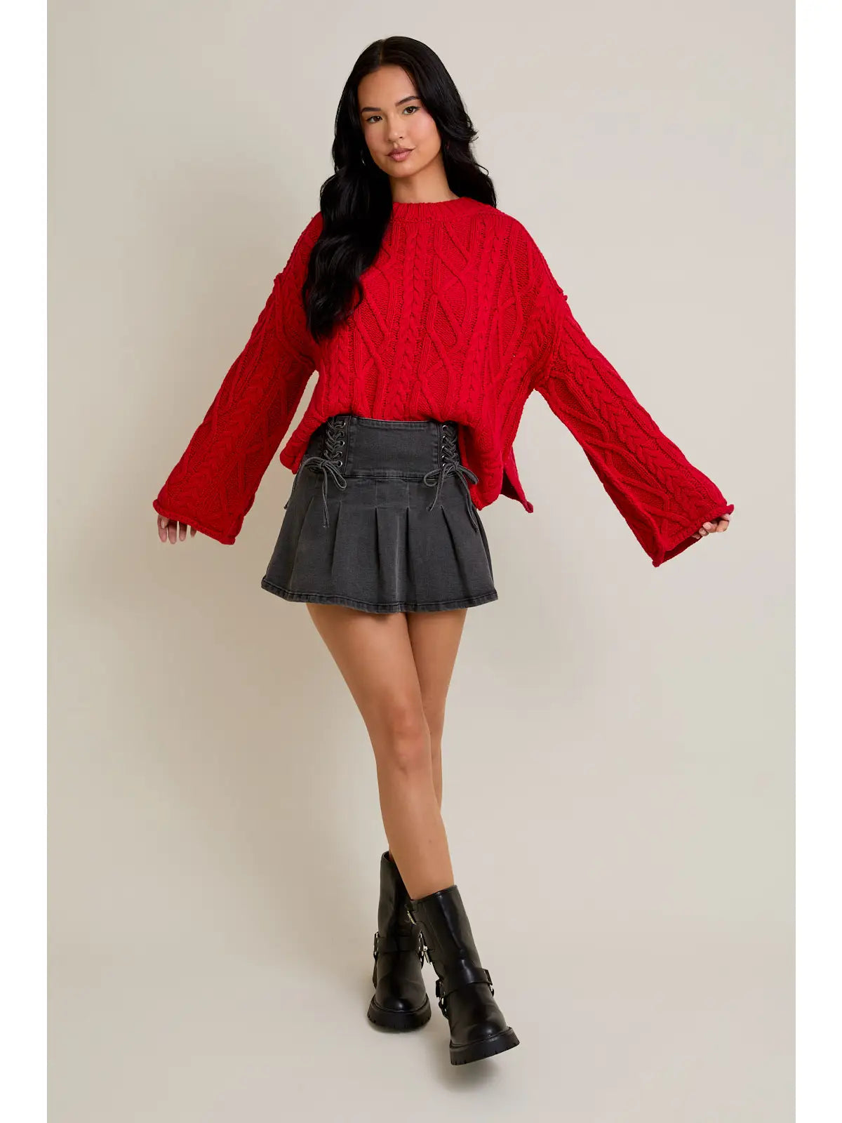 Red Cable Knit Christmas Sweater