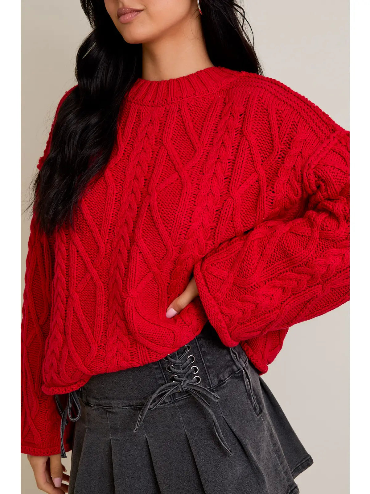 Red Cable Knit Christmas Sweater
