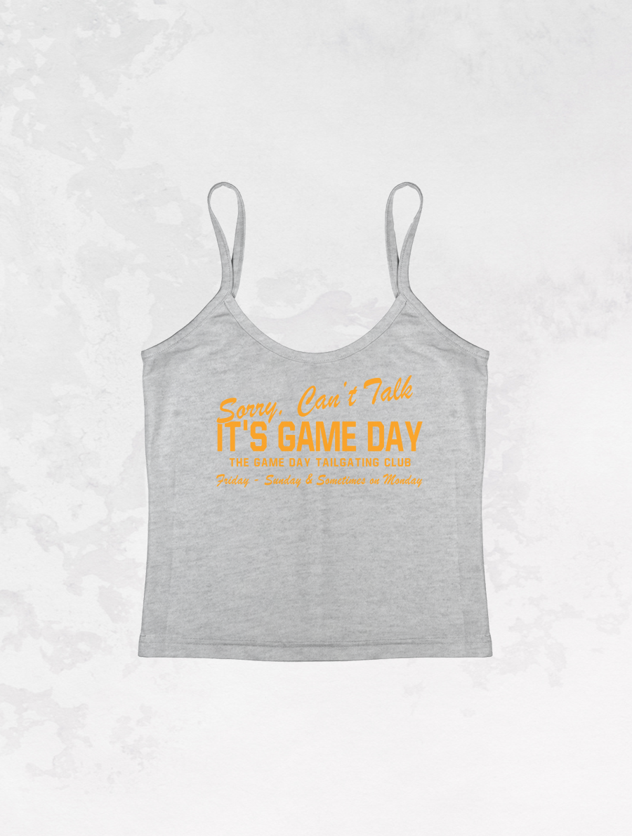 Underground Original Design: Can't Talk It's Game Day(Orange), Micro-Ribbed Spaghetti Tank