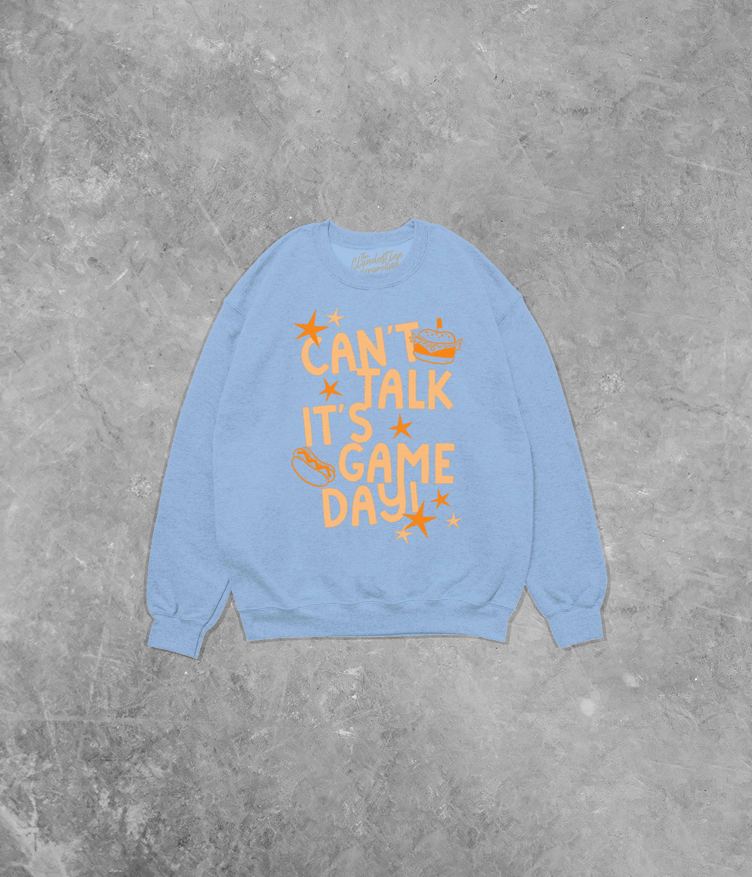 Can't Talk It's Game Day, Orange Cotton Blend Gildan Sweatshirt
