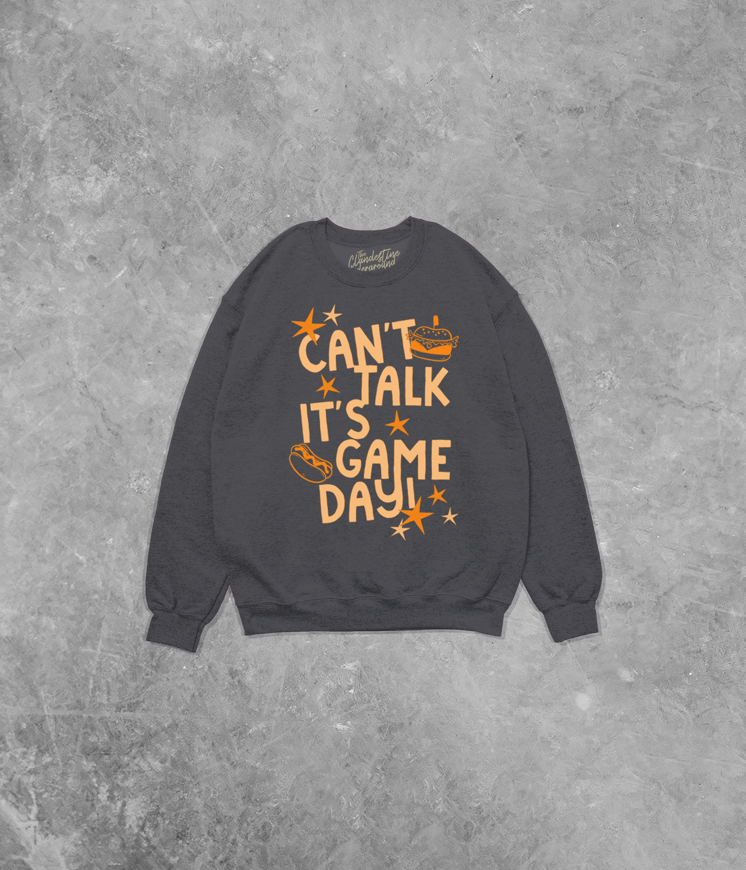 Can't Talk It's Game Day, Orange Cotton Blend Gildan Sweatshirt