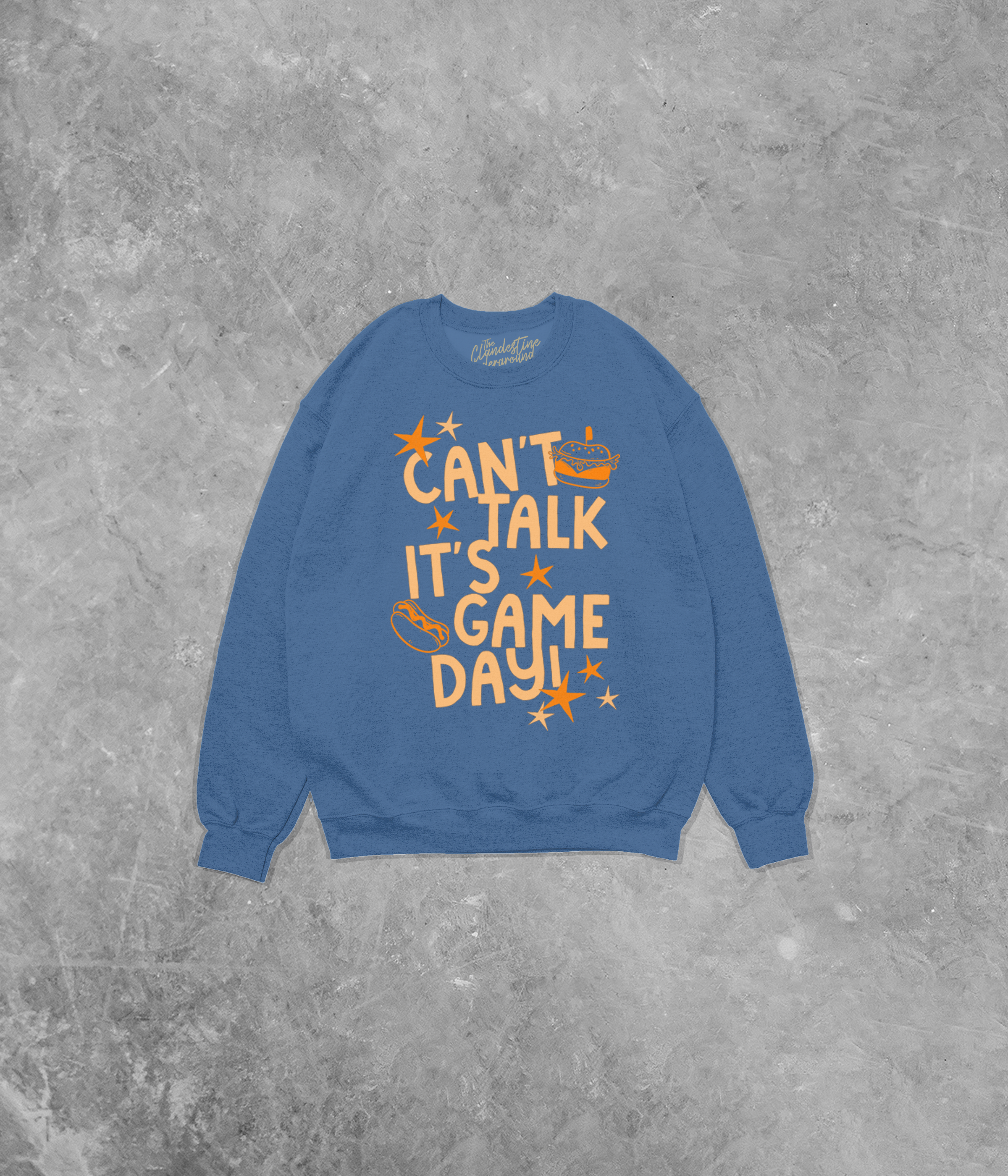Can't Talk It's Game Day, Orange Cotton Blend Gildan Sweatshirt