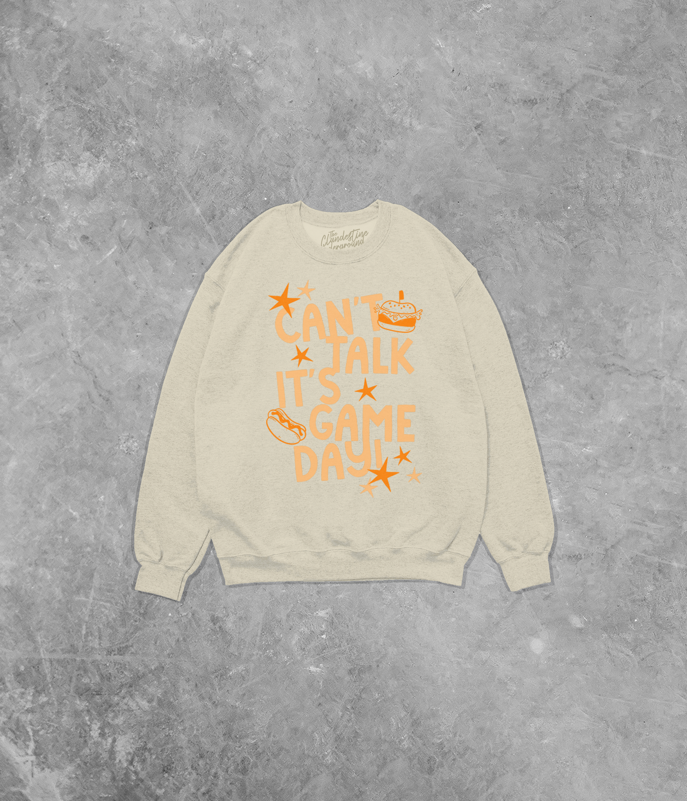 Can't Talk It's Game Day, Orange Cotton Blend Gildan Sweatshirt