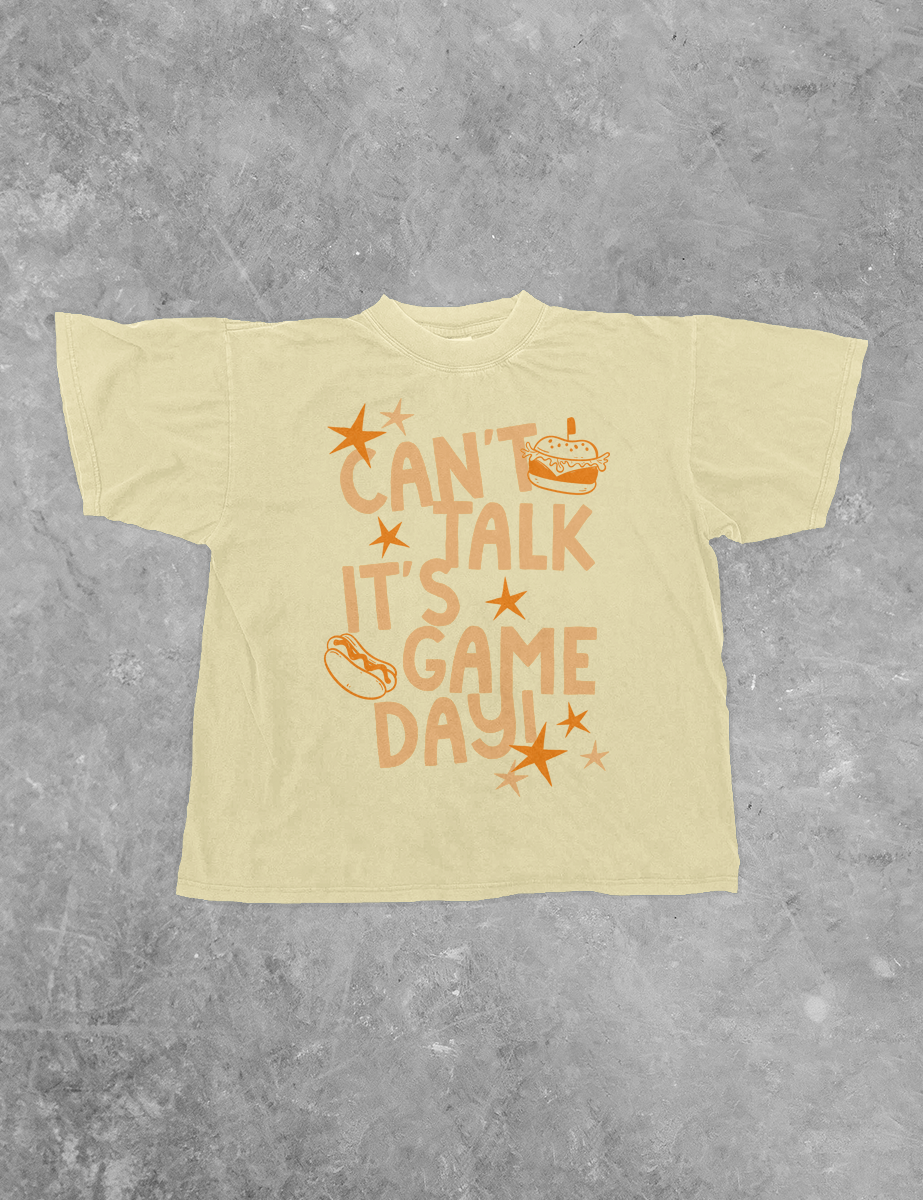 Can't Talk It's Game Day, Orange Bella Canvas Cotton T-Shirt