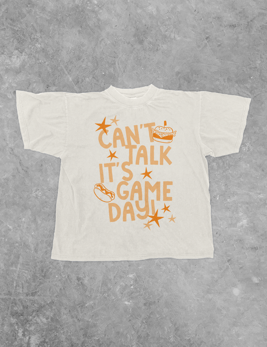 Can't Talk It's Game Day, Orange Bella Canvas Cotton T-Shirt