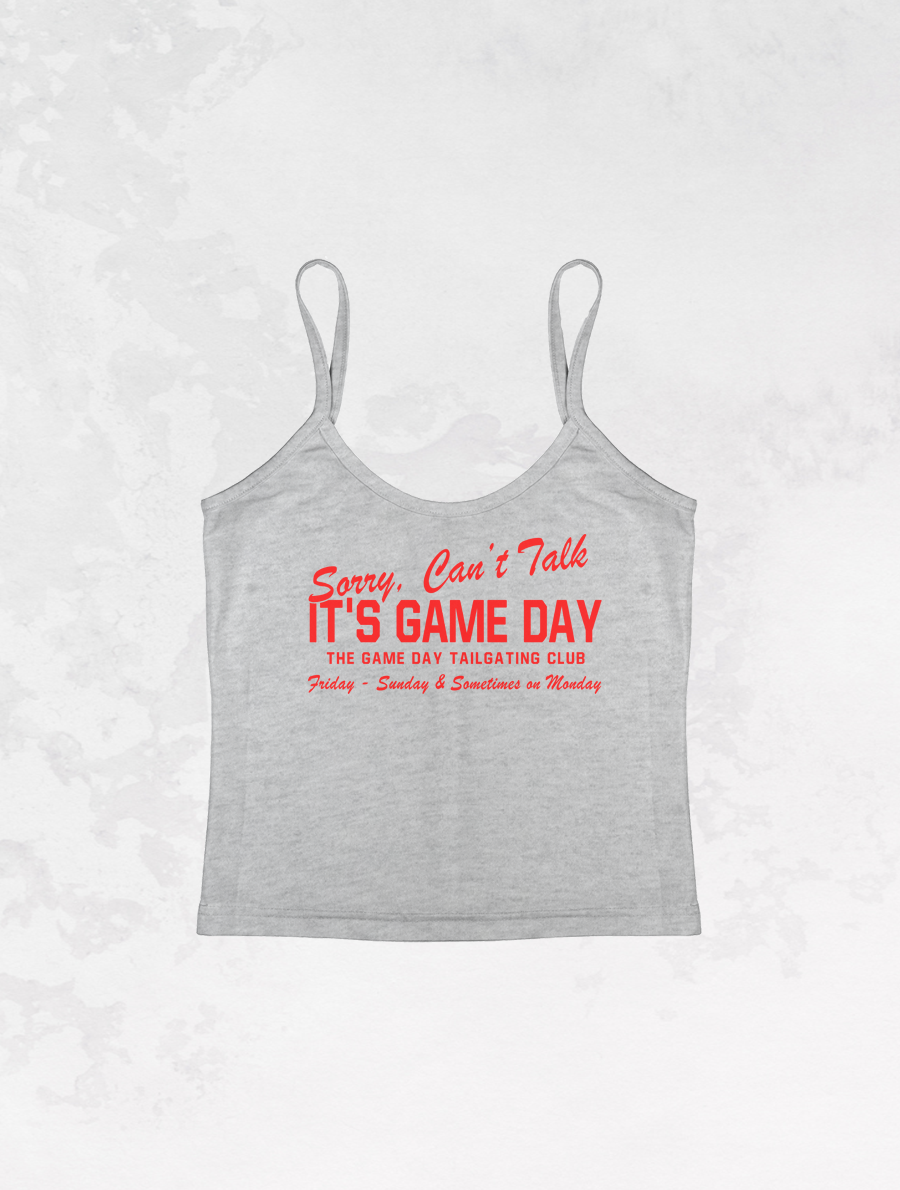 Underground Original Design: Can't Talk It's Game Day(Red), Micro-Ribbed Spaghetti Tank