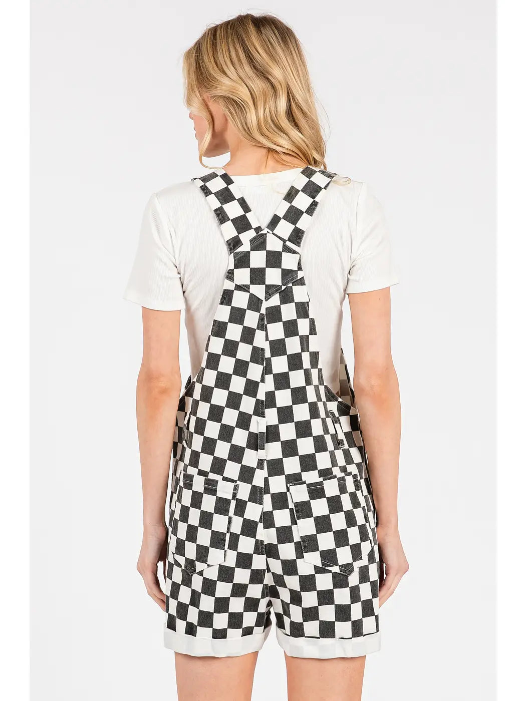 Game Day Black & White Checkerboard Overalls
