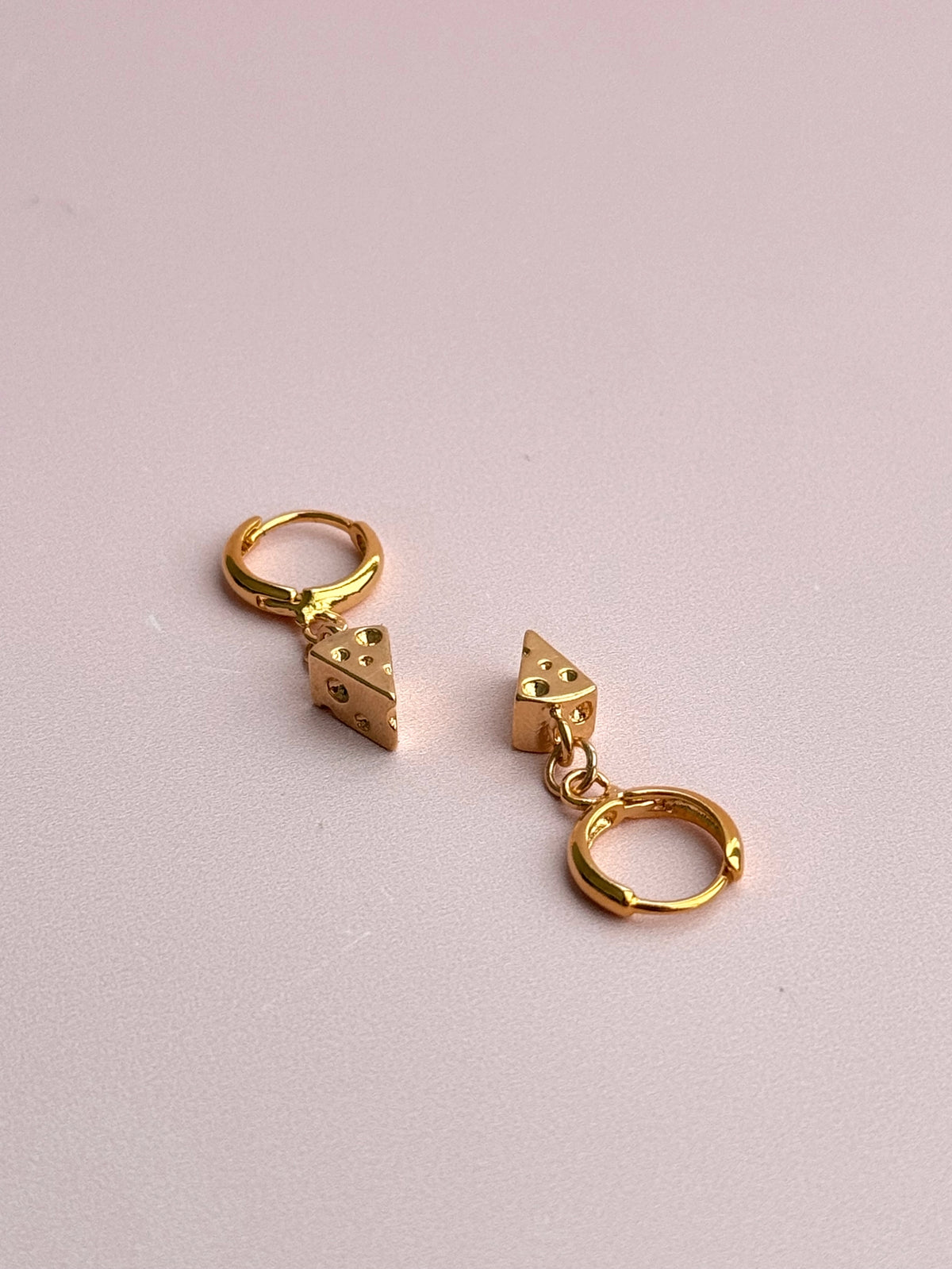 Gold Plated Cheese Wedge Huggie Hoops