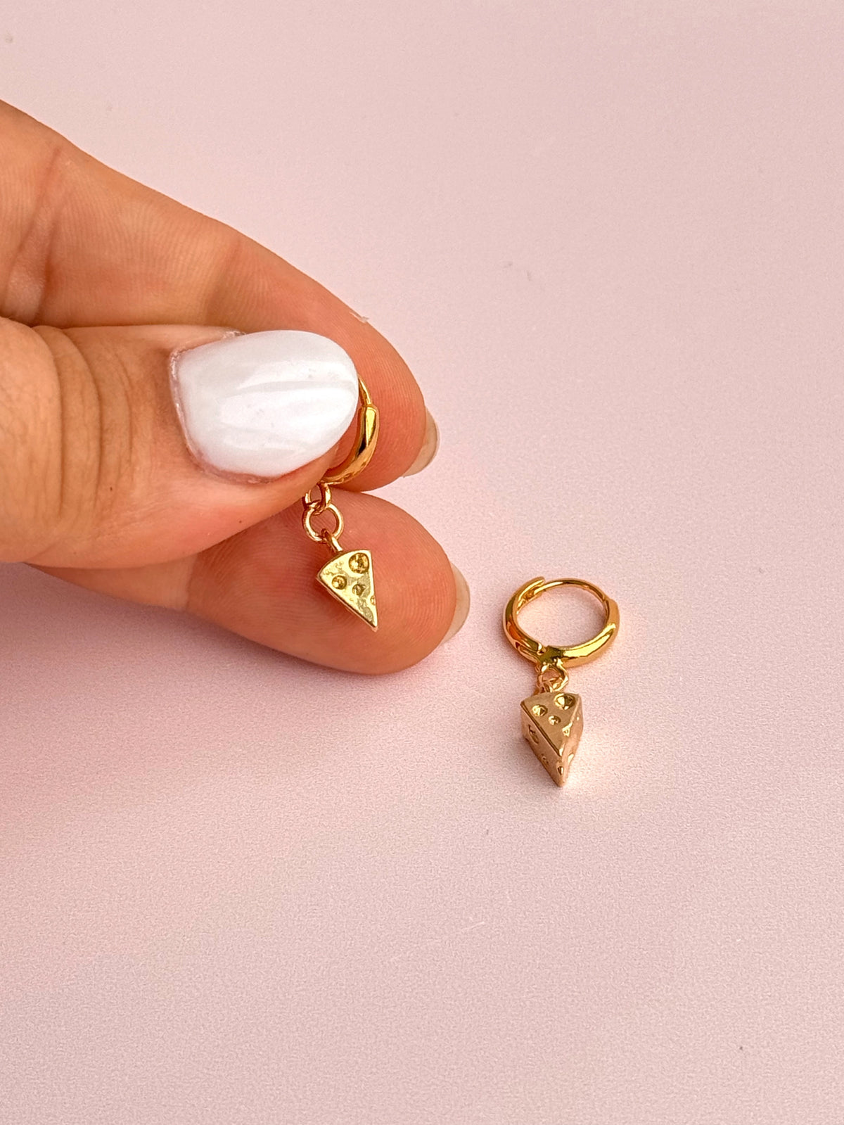 Gold Plated Cheese Wedge Huggie Hoops