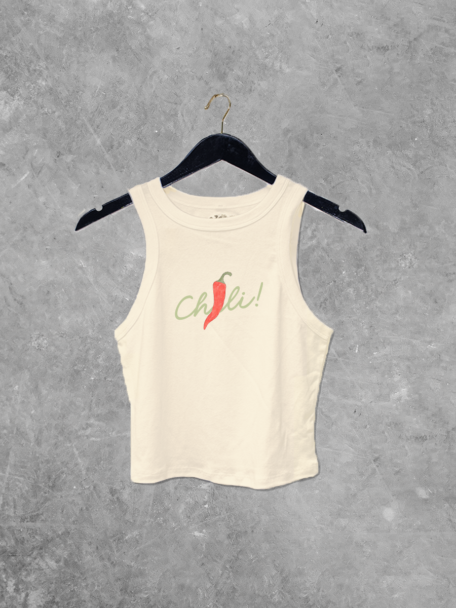 Chili Illustration, Summer Micro-Ribbed Tank