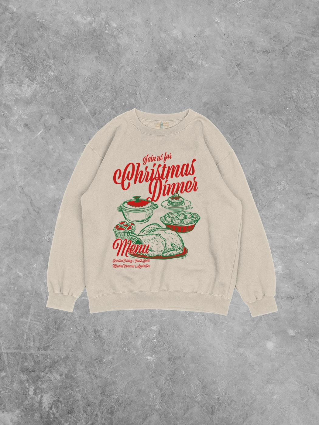 Christmas Dinner, Holiday Recycled American Apparel Sweatshirt