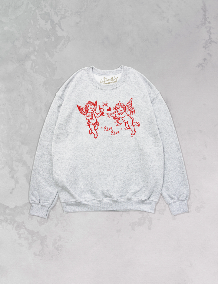 Underground Original Design: * Cin Cin * Cupid, Valentine's Oversized 90's Sweatshirt