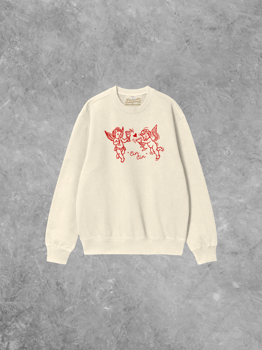Underground Original Design: * Cin Cin * Cupid, Valentine's Boxy Cotton 90's Sweatshirt