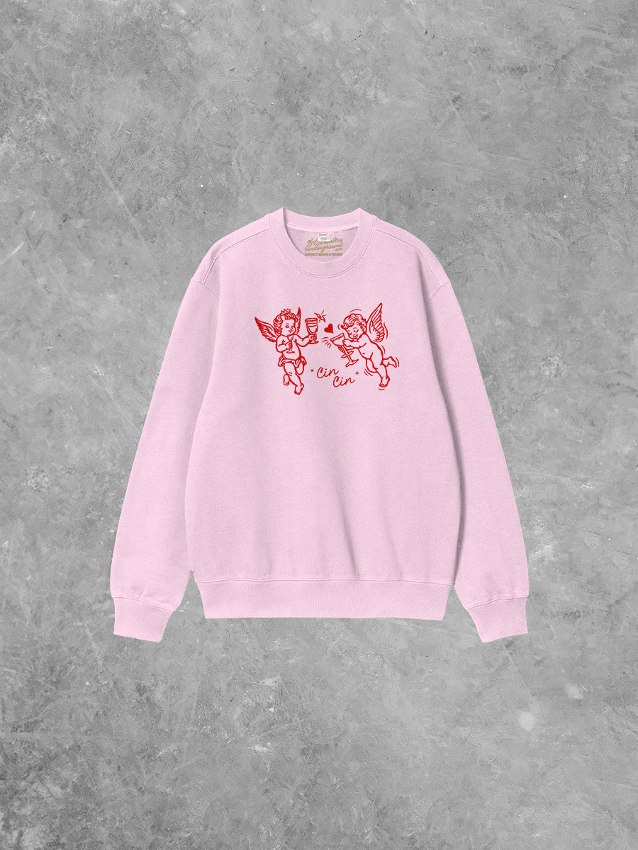 Underground Original Design: * Cin Cin * Cupid, Valentine's Boxy Cotton 90's Sweatshirt