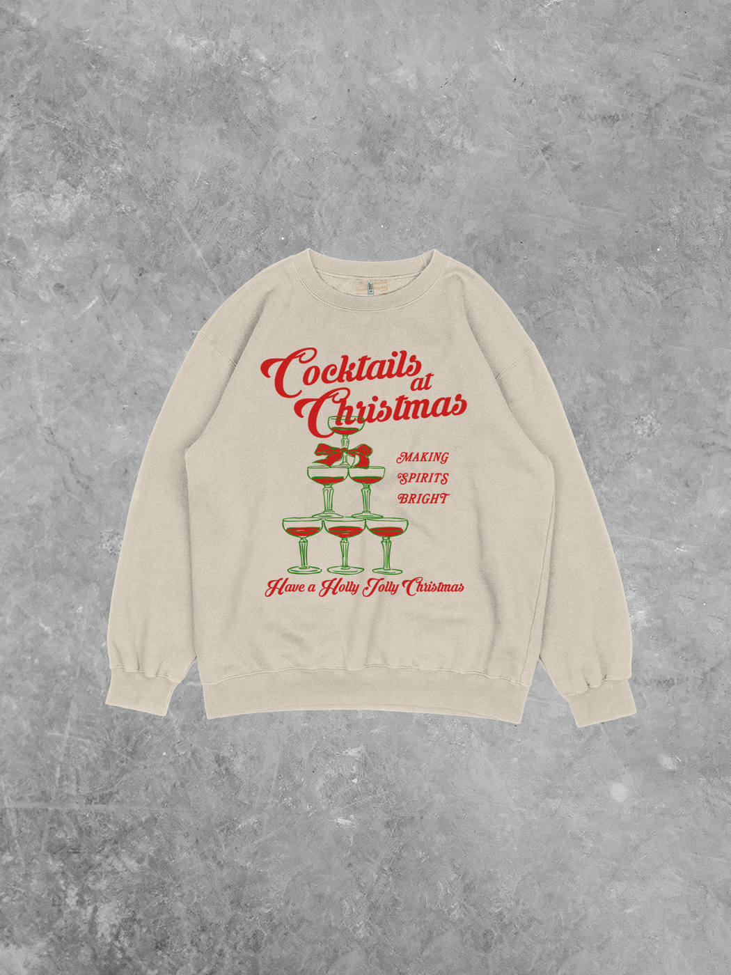 Cocktails at Christmas, Holiday Recycled Relaxed AA Sweatshirt