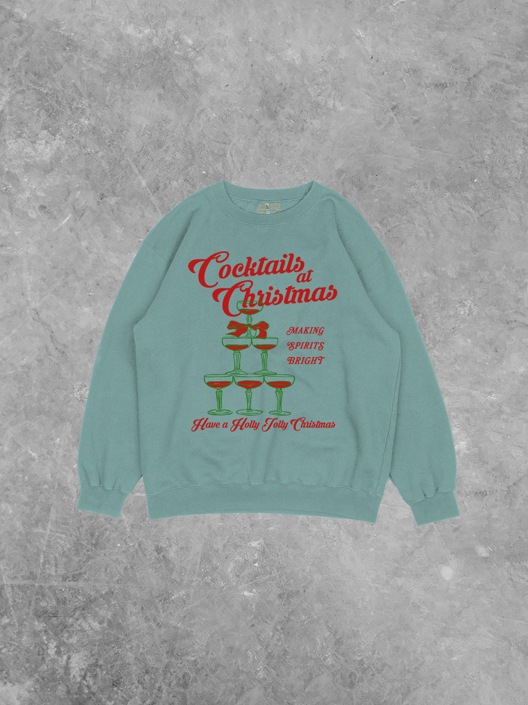 Cocktails at Christmas, Holiday Recycled Relaxed AA Sweatshirt