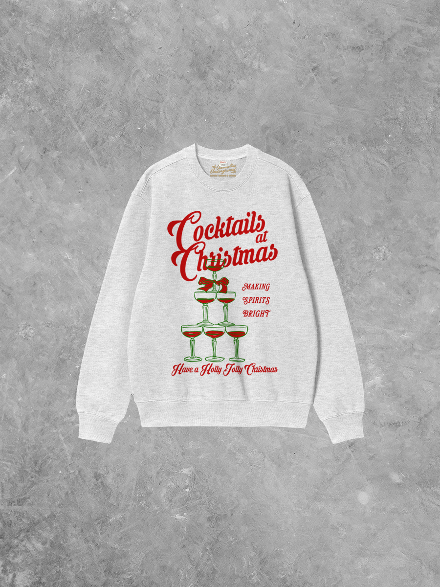 Underground Original Design: Cocktails at Christmas Boxy Cotton Sweatshirt