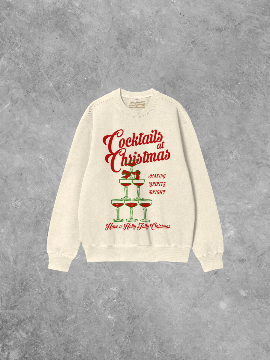 Underground Original Design: Cocktails at Christmas Boxy Cotton Sweatshirt