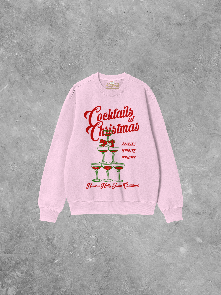 Underground Original Design: Cocktails at Christmas Boxy Cotton Sweatshirt