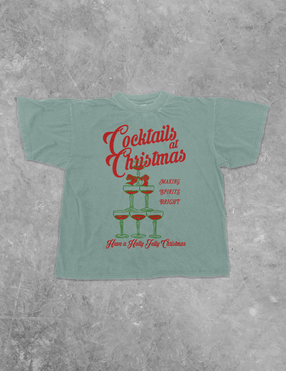Underground Original Design: Cocktails at Christmas, Champagne Boxy Cotton T-Shirt