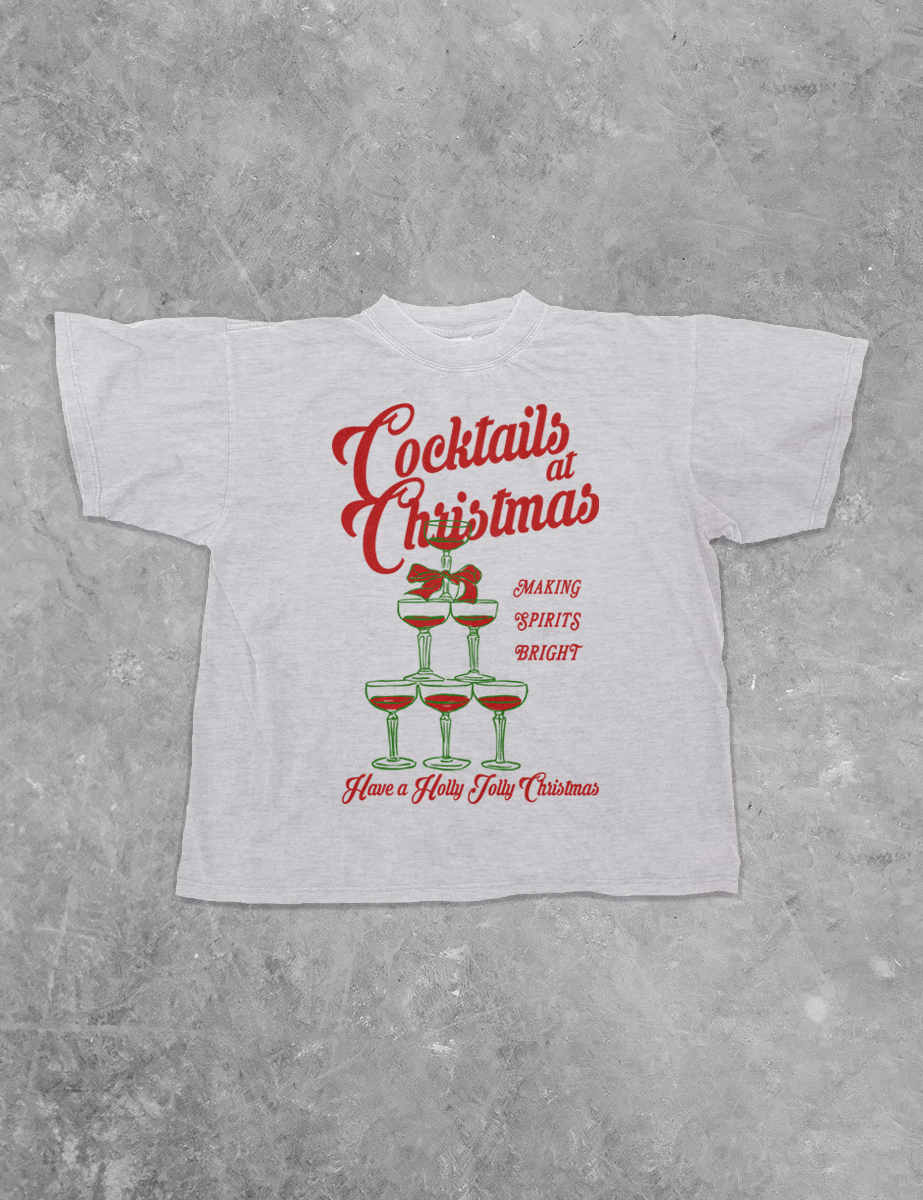 Underground Original Design: Cocktails at Christmas, Champagne Boxy Cotton T-Shirt
