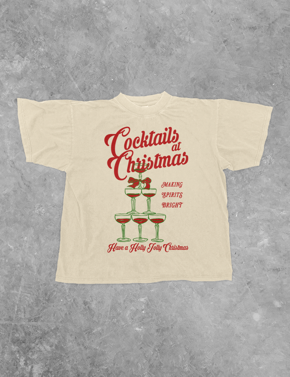 Underground Original Design: Cocktails at Christmas, Champagne Boxy Cotton T-Shirt