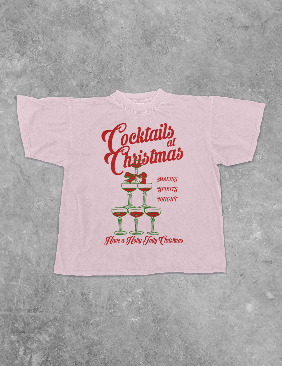Underground Original Design: Cocktails at Christmas, Champagne Boxy Cotton T-Shirt