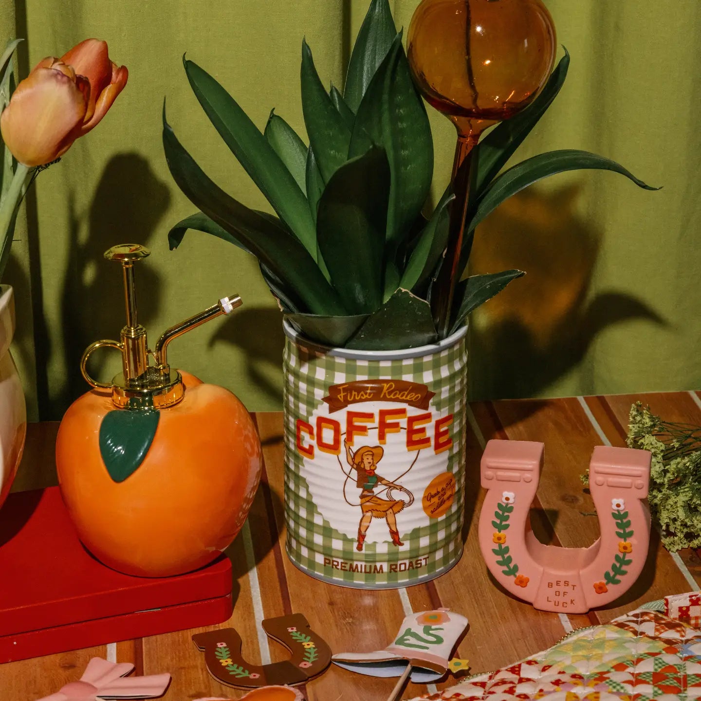 Western Coffee Can Ceramic Planter