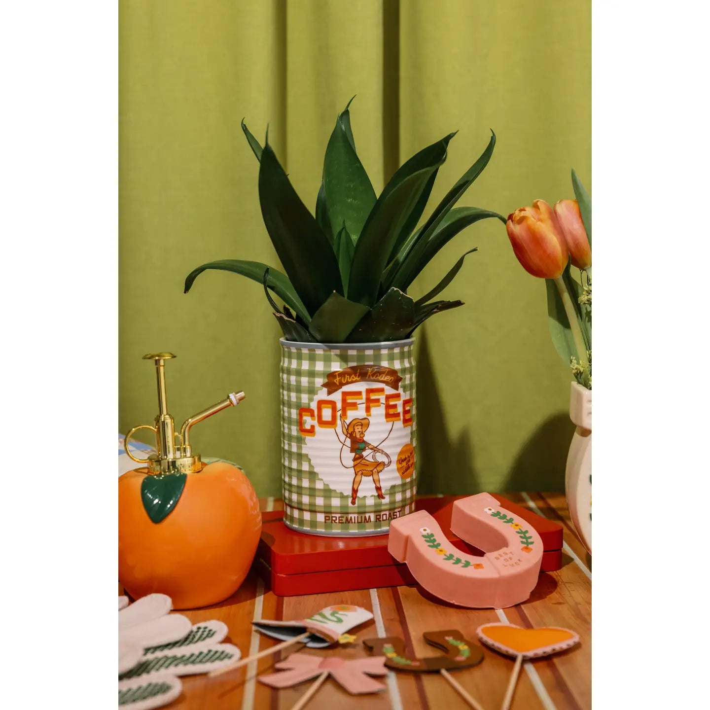 Western Coffee Can Ceramic Planter