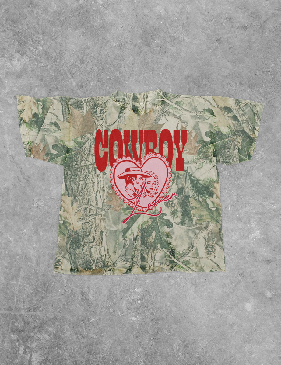 Underground Original Design: Cowboy Lover, Western Camo Boxy Cotton TShirt
