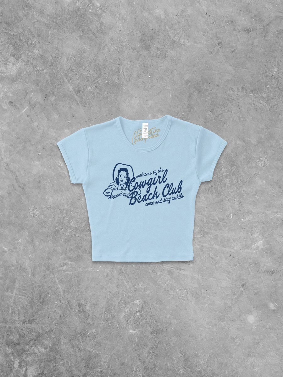 Underground Original Design: Welcome to Cowgirl Beach Club Micro-Ribbed Baby Tee