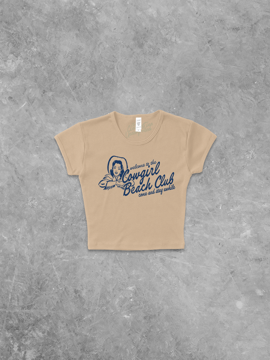 Underground Original Design: Welcome to Cowgirl Beach Club Micro-Ribbed Baby Tee
