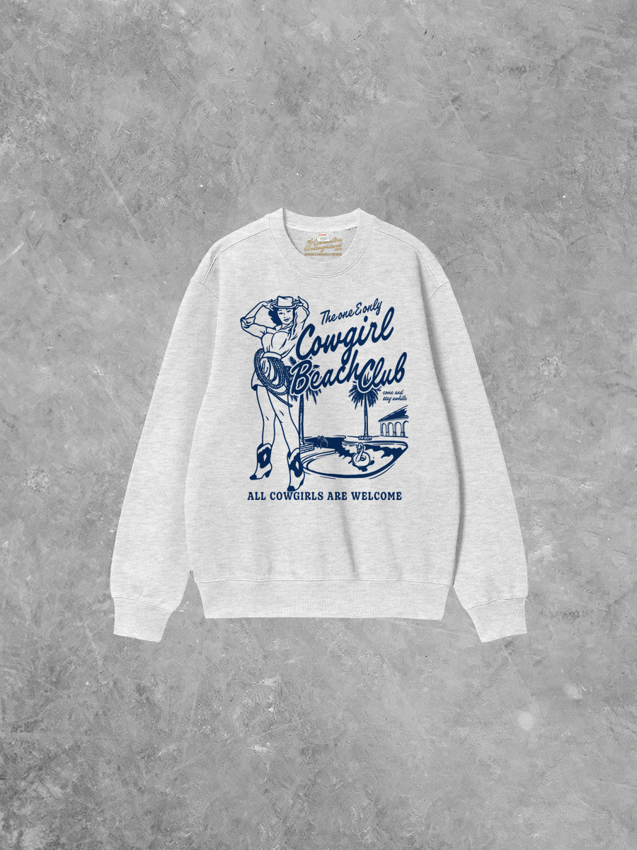 Underground Original Design: Cowgirl Beach Club Boxy Cotton Sweatshirt