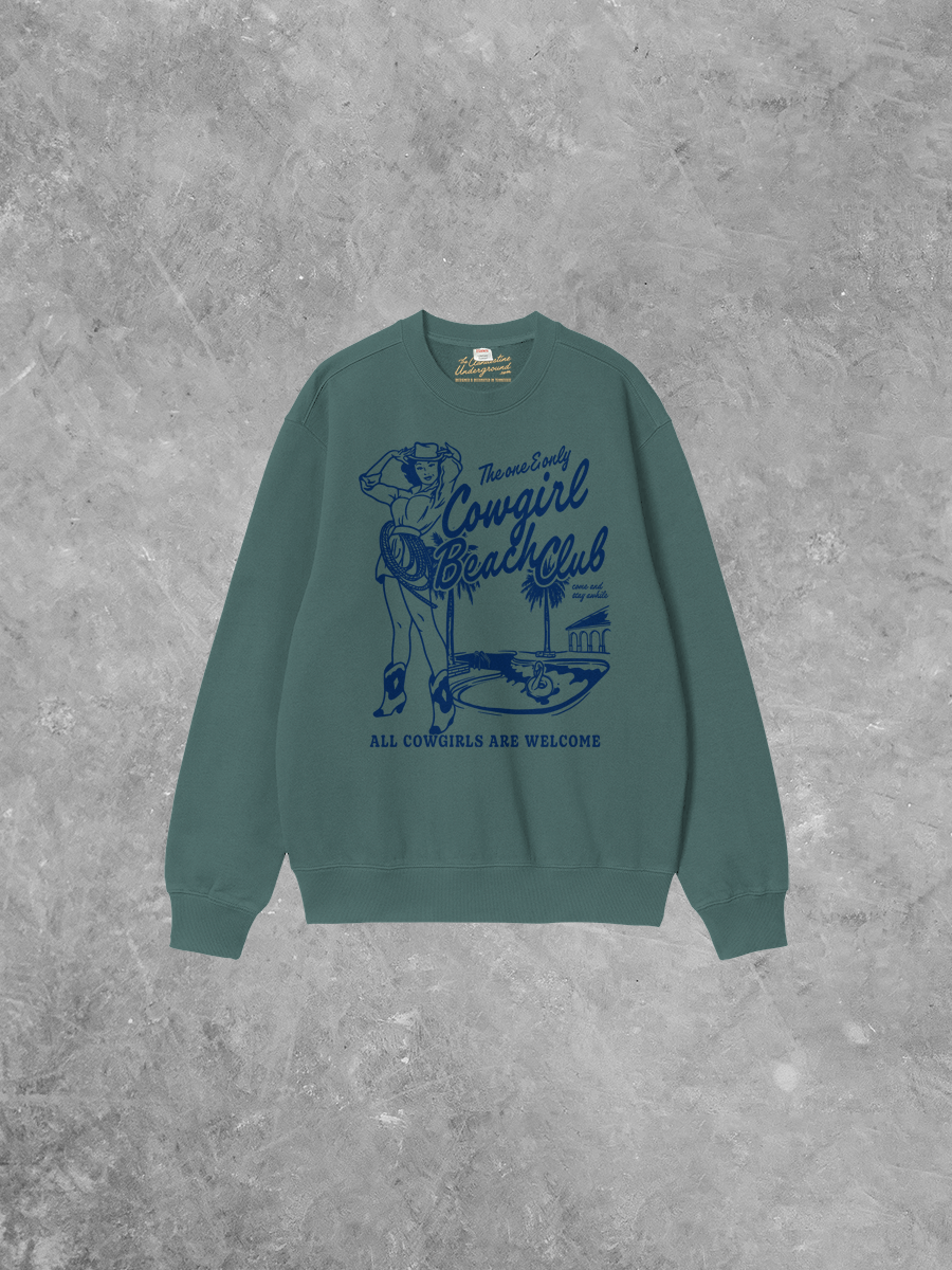 Underground Original Design: Cowgirl Beach Club Boxy Cotton Sweatshirt