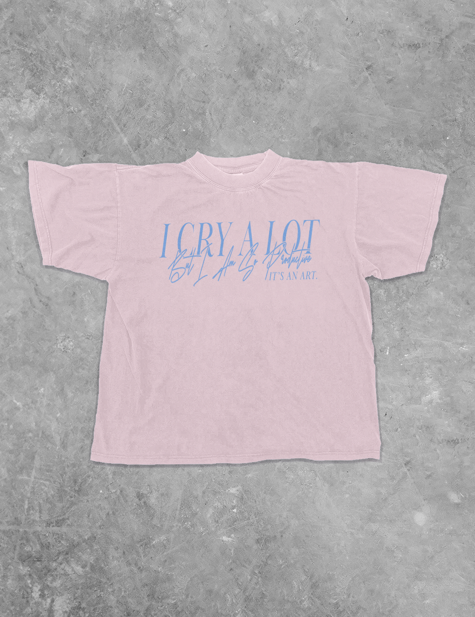 Underground Original Design: Cry A Lot But I'm Productive Boxy Cotton TShirt