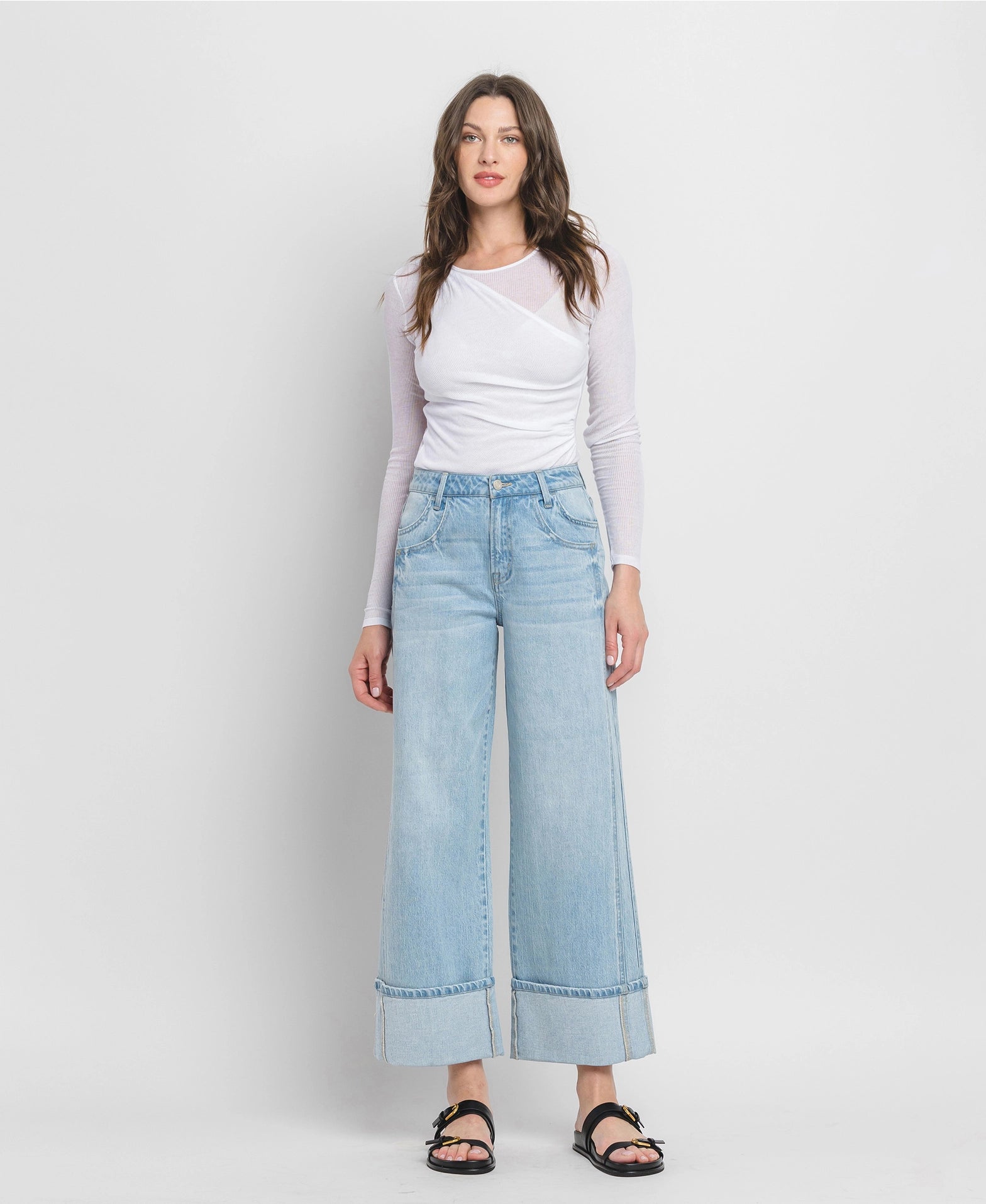 Cuffed High Rise Baggy Jeans