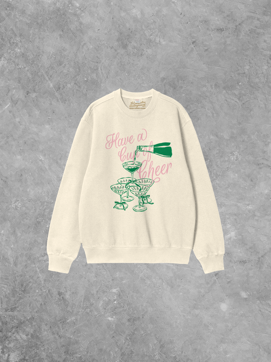 Underground Original Design: Have a Cup of Cheer Boxy Cotton Sweatshirt