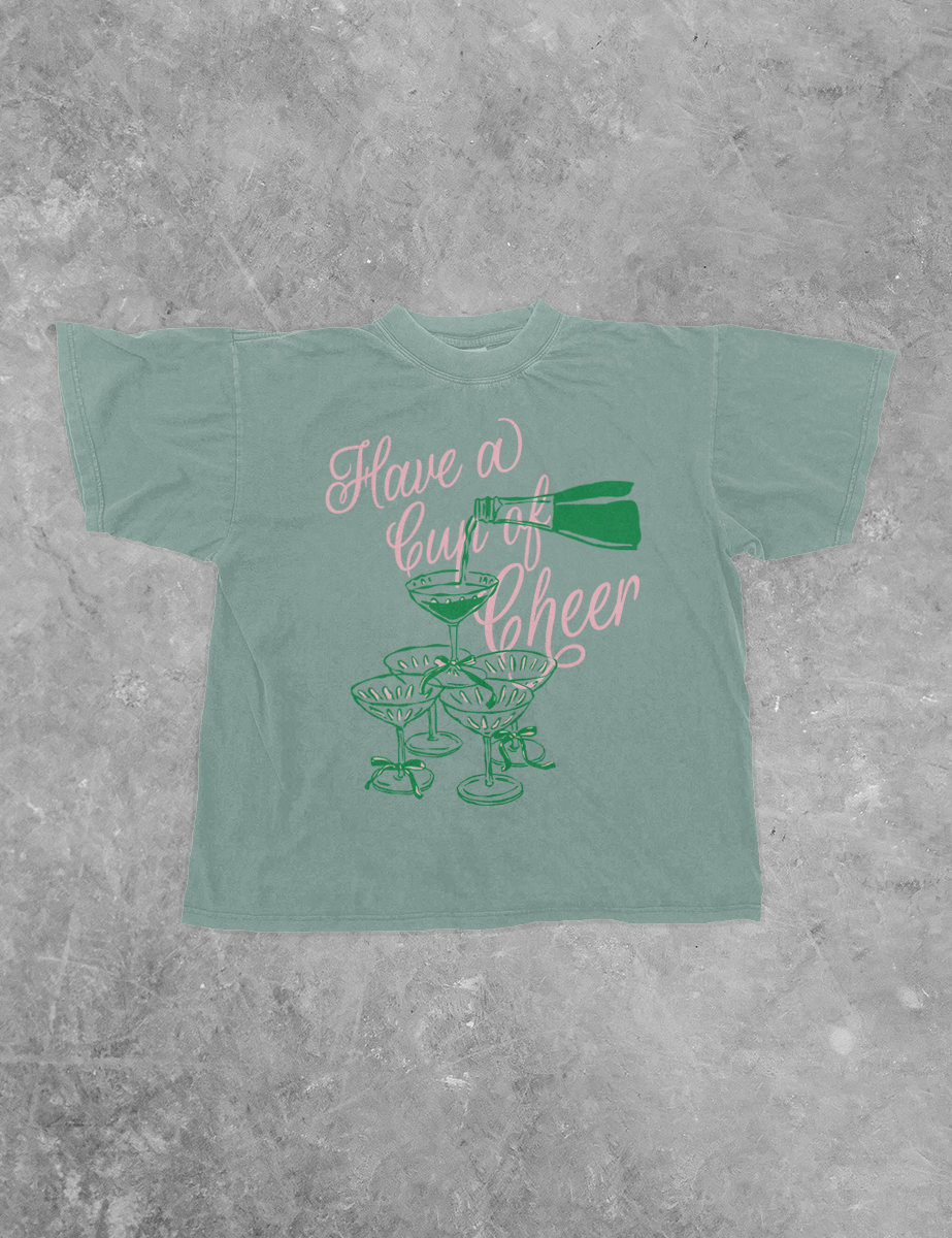 Underground Original Design: Have a Cup of Cheer, Christmas Boxy Cotton T-Shirt
