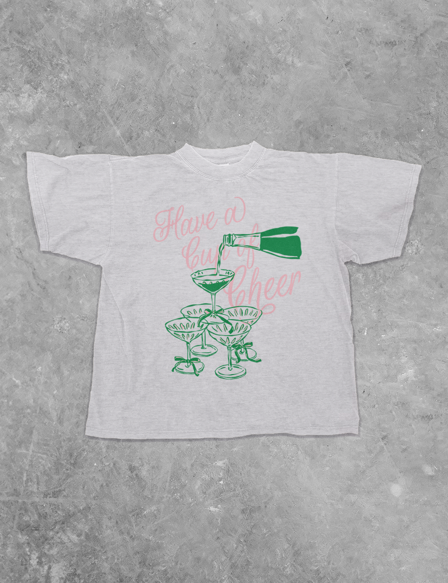 Underground Original Design: Have a Cup of Cheer, Christmas Boxy Cotton T-Shirt