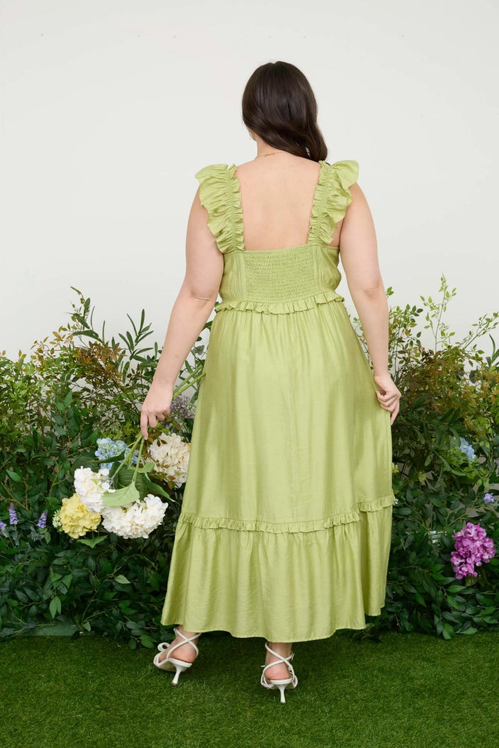 Ruffle Detail Empire Waist Midi Dress | Curvy