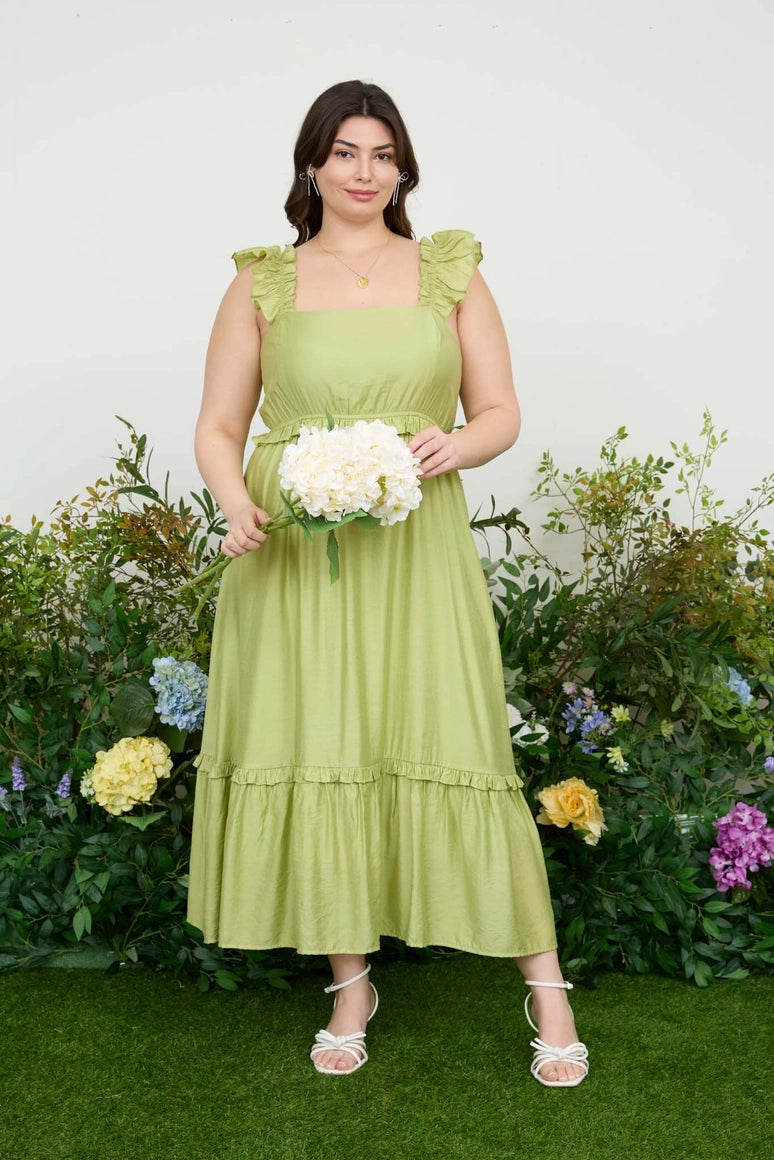 Ruffle Detail Empire Waist Midi Dress | Curvy