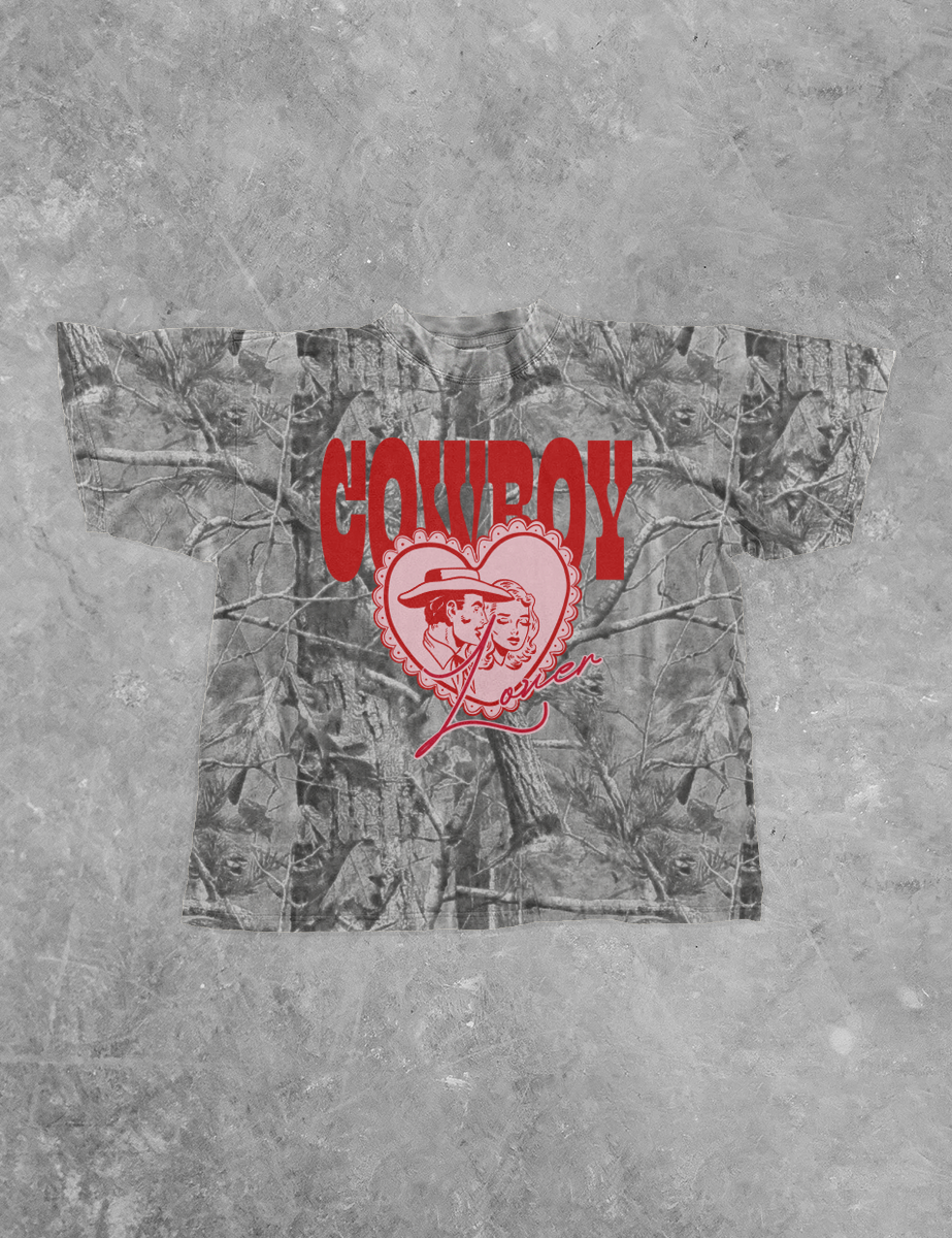 Underground Original Design: Cowboy Lover, Western Camo Boxy Cotton TShirt