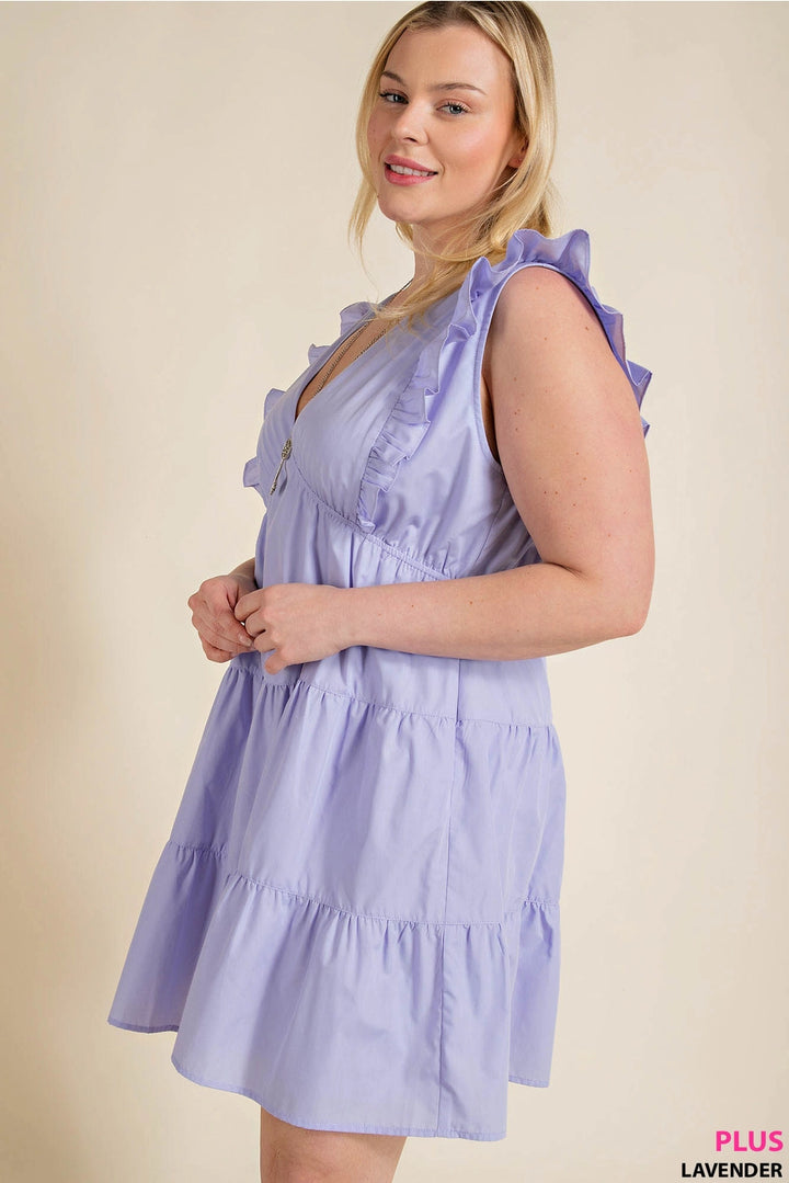 Ruffle Lavender Tiered Dress | Curvy