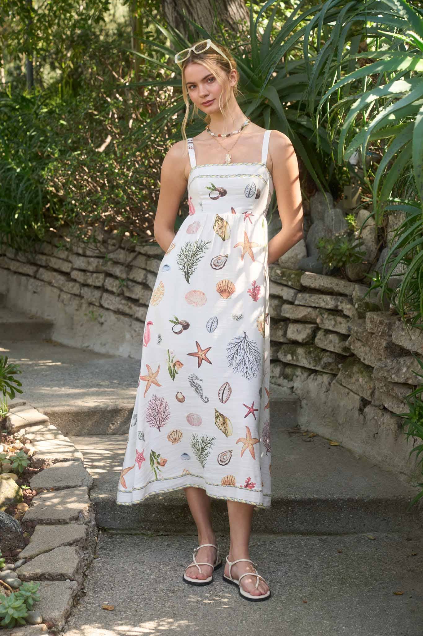 Multicolor Nautical Print Midi Dress
